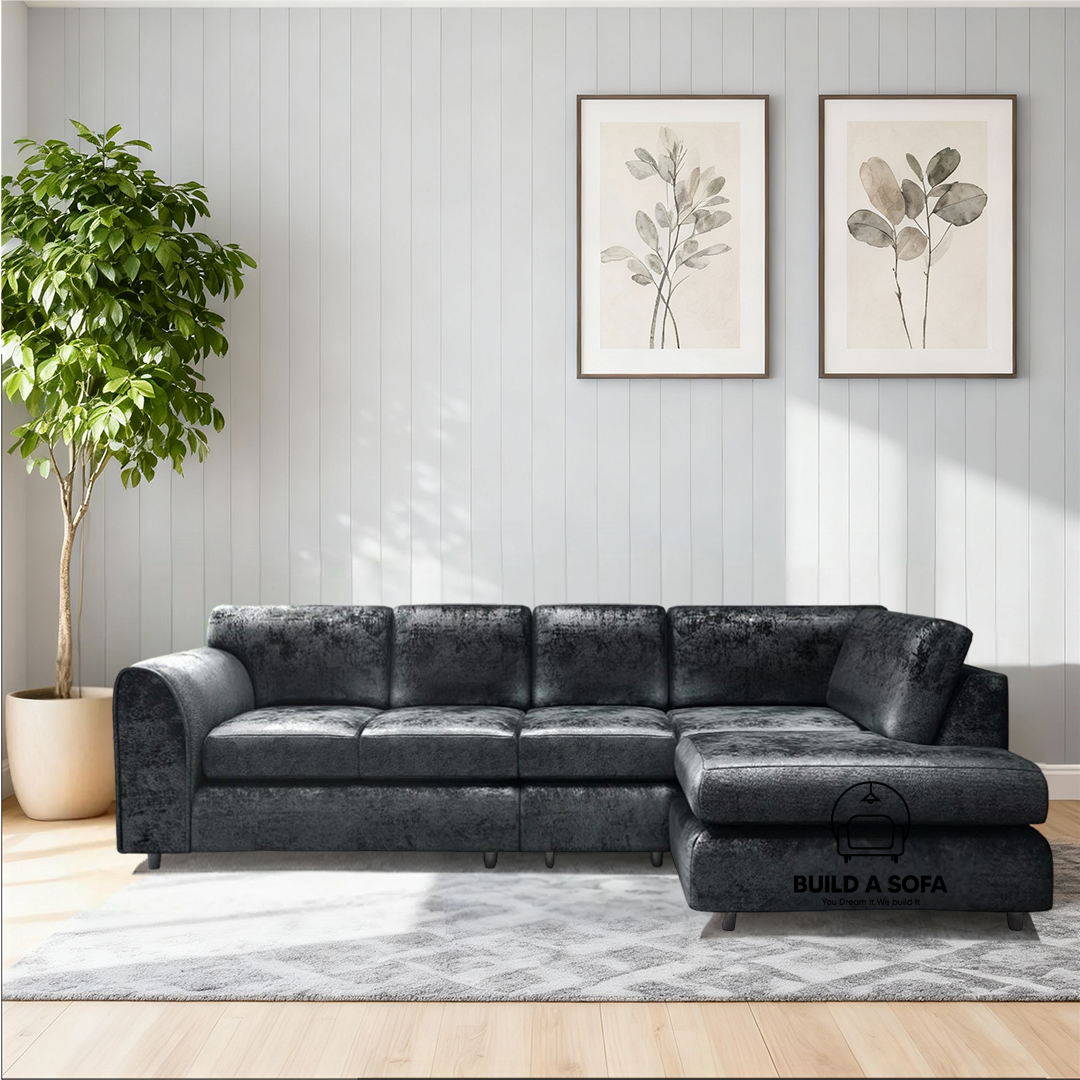 Crushed Velvet Full Back XL L Shape Sofa