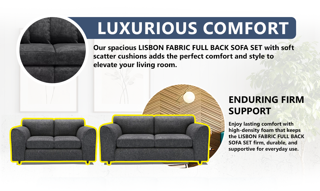 Lisbon Fabric Full Back Sofa Set extra image 2