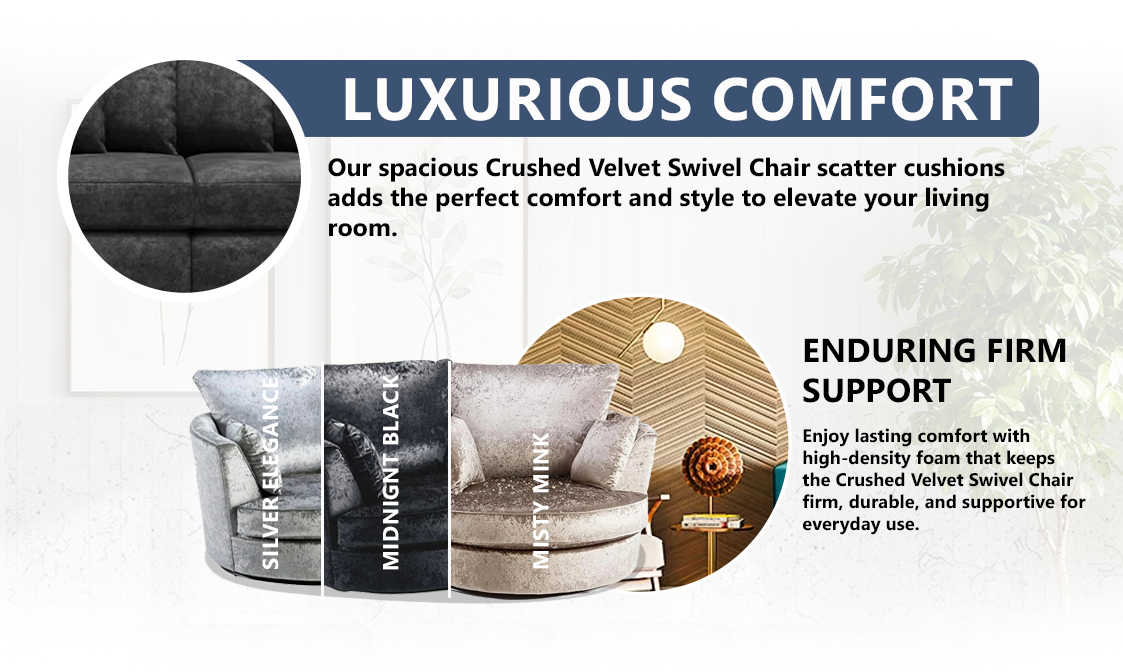 Crushed Velvet Swivel Chair extra image 2