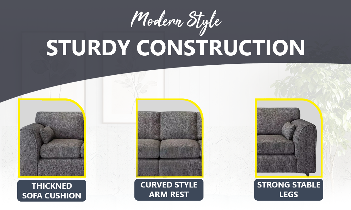 Lisbon Fabric 4 Seater Full Back Sofa extra image 3