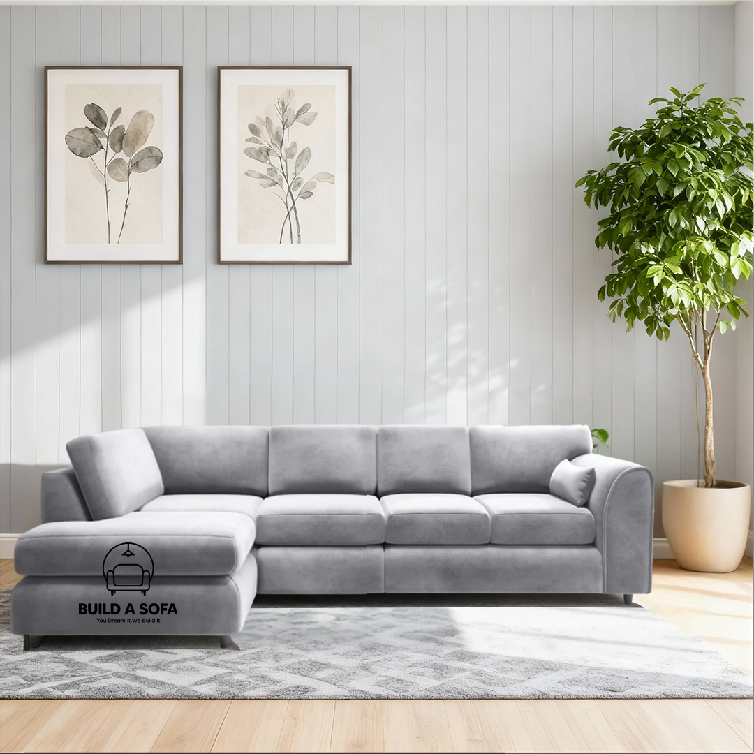 Plush Velvet Full Back XL L Shape Sofa