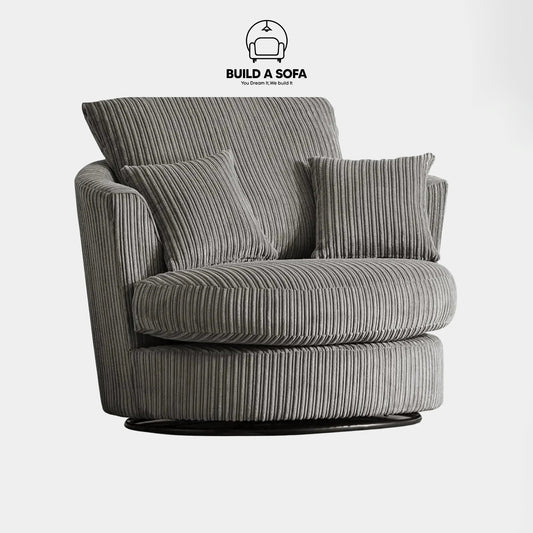 Jumbo Cord Fabric Swivel Chair