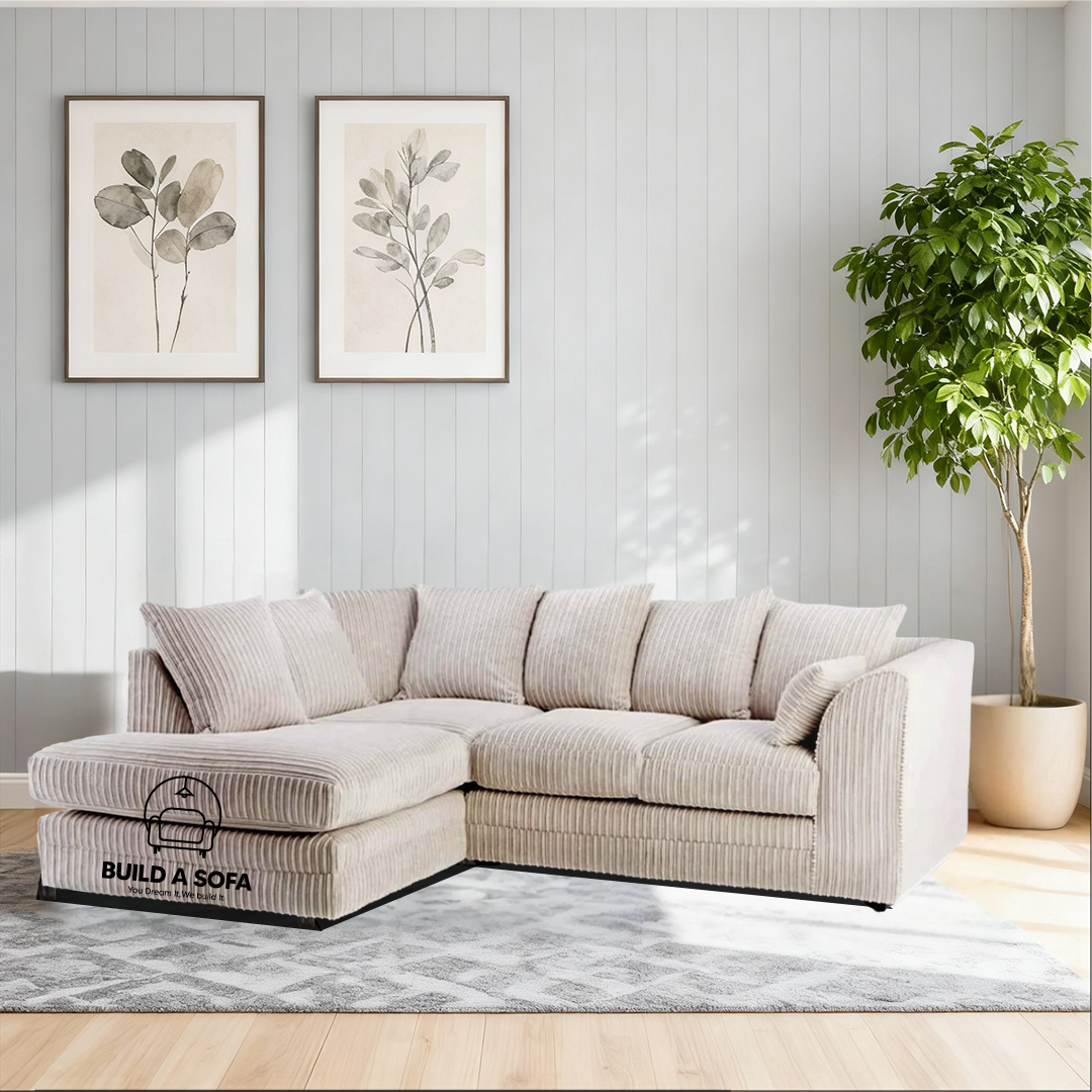 Jumbo Cord Fabric Corner Scatter Back Sofa