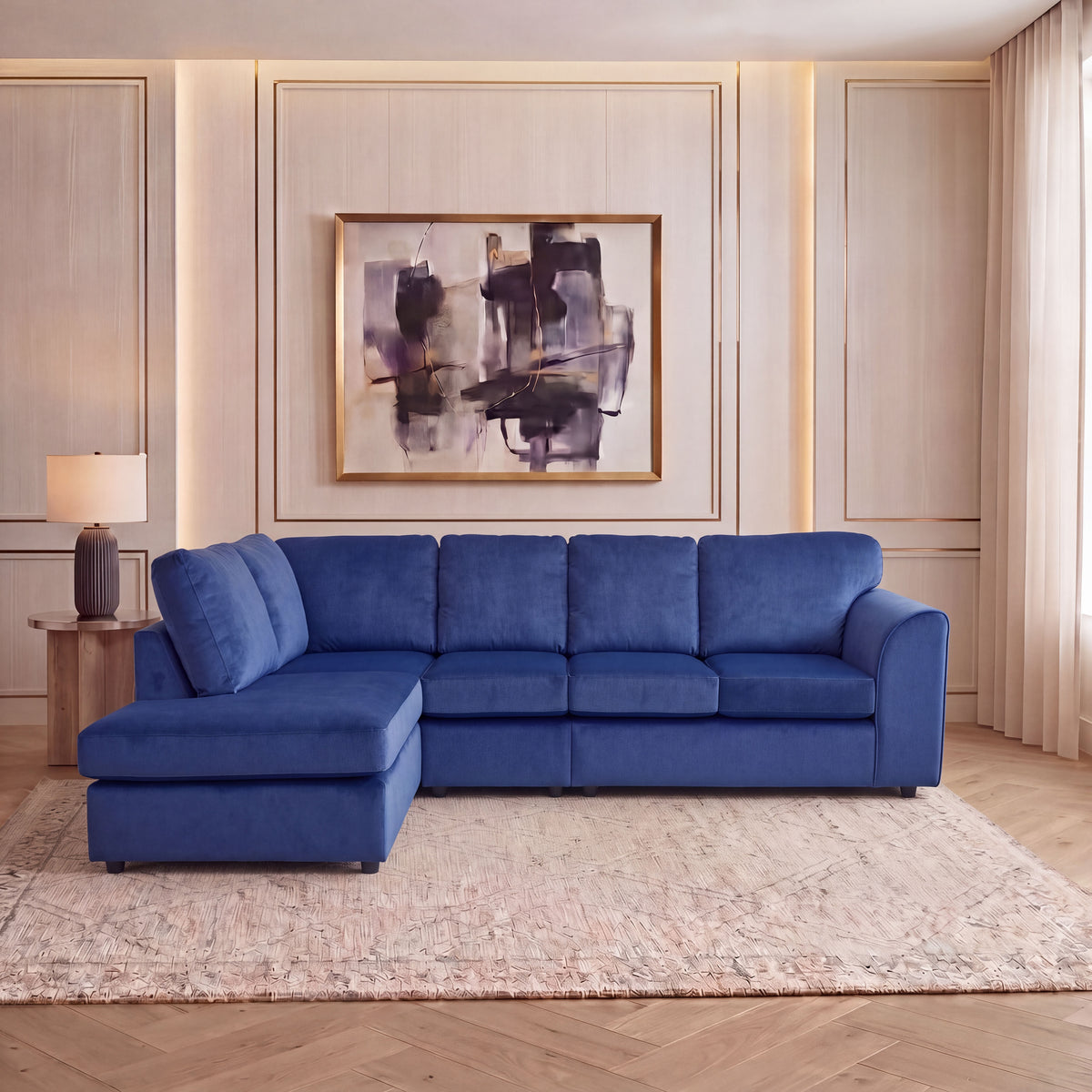 Plush Velvet Full Back XL L Shape Sofa
