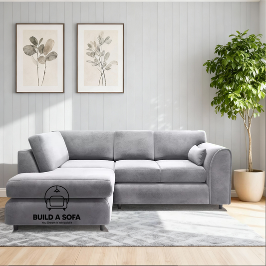 Plush Velvet Full Back L Shape Sofa