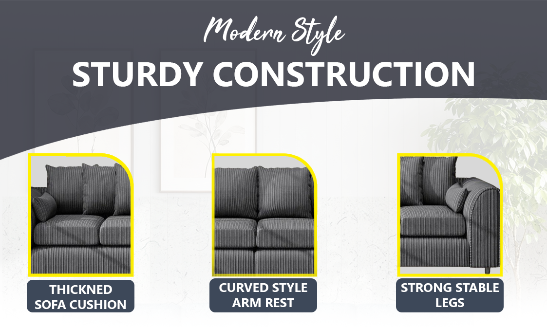 Jumbo Cord Fabric 4 Seater Scatter Back Sofa extra image 3