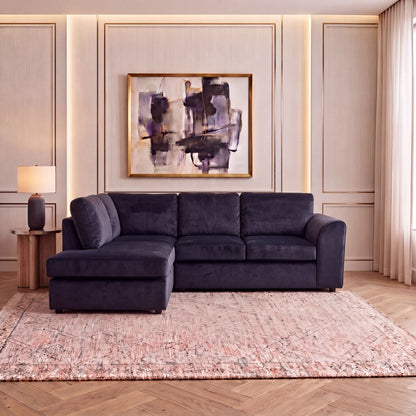 Plush Velvet Full Back L Shape Sofa