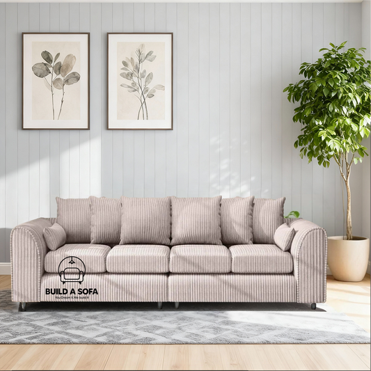 Jumbo Cord Fabric 4 Seater Scatter Back Sofa