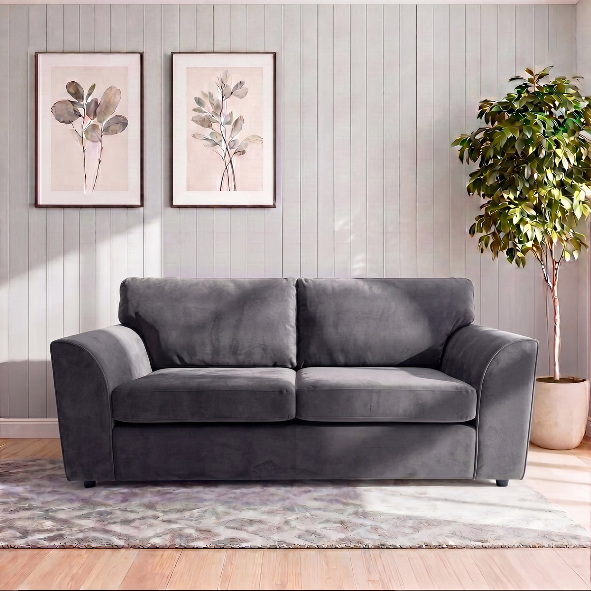 Plush Fabric Full Back Sofa Set