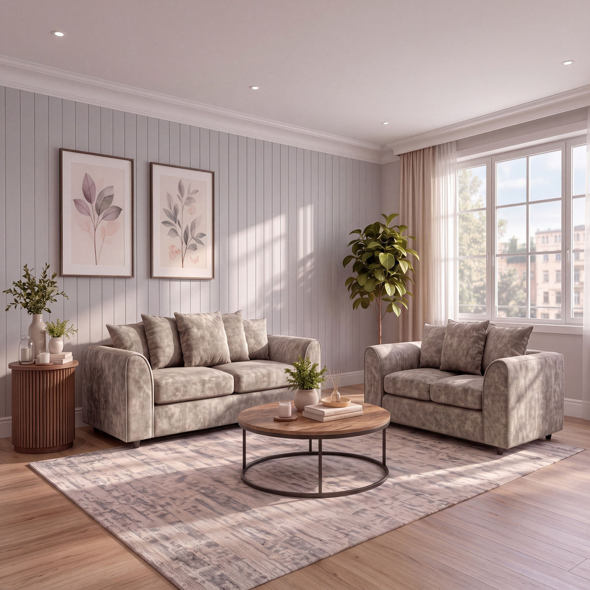 Alaska Fabric Scatter Back Sofa Set