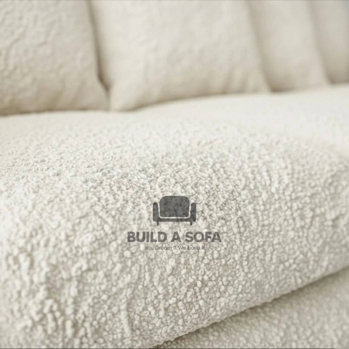 Boucle Fabric 4 Seater Scatter Back Sofa