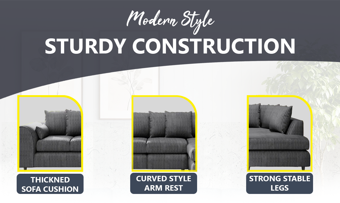 XL Jumbo Cord Fabric L Shape Scatter Back Sofa extra image 3