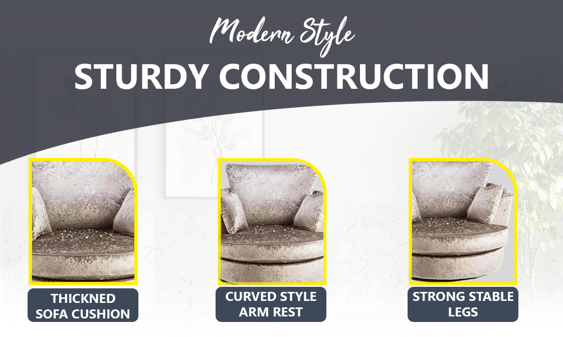 Crushed Velvet Swivel Chair extra image 3