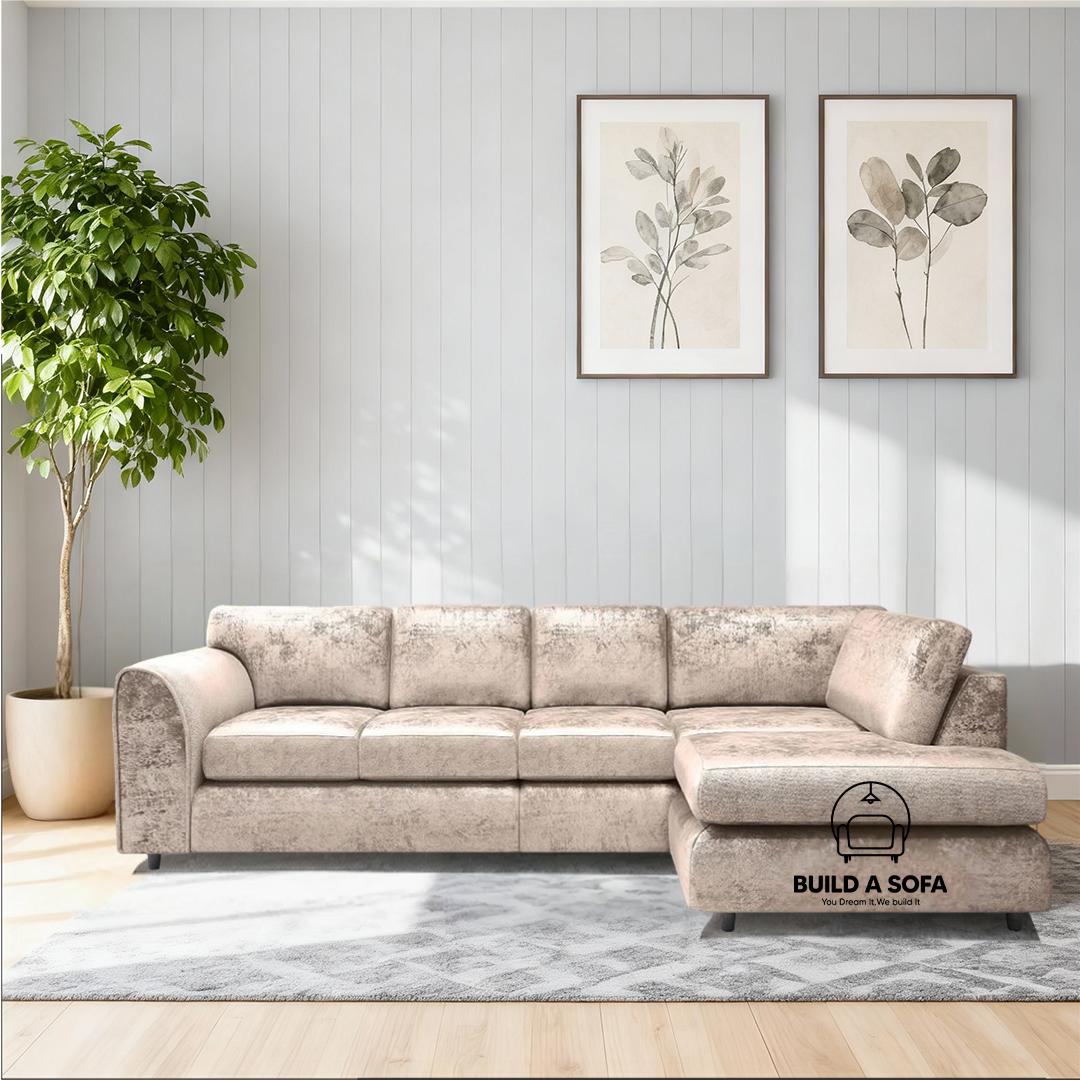 Crushed Velvet Full Back XL L Shape Sofa