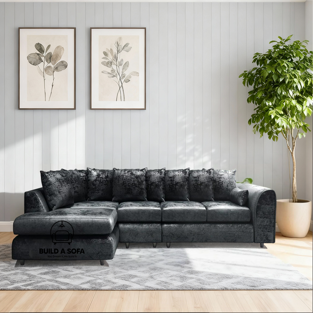 Crushed Velvet Scatter Back XL L Shape Sofa