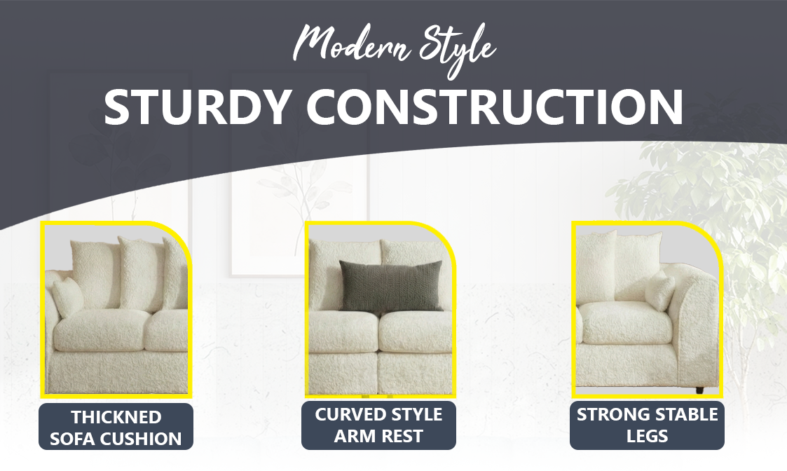 Boucle Fabric 4 Seater Scatter Back Sofa extra image 3