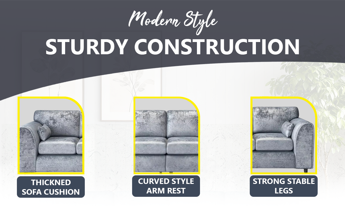 Crushed Velvet 4 Seater Full Back Sofa extra image 3