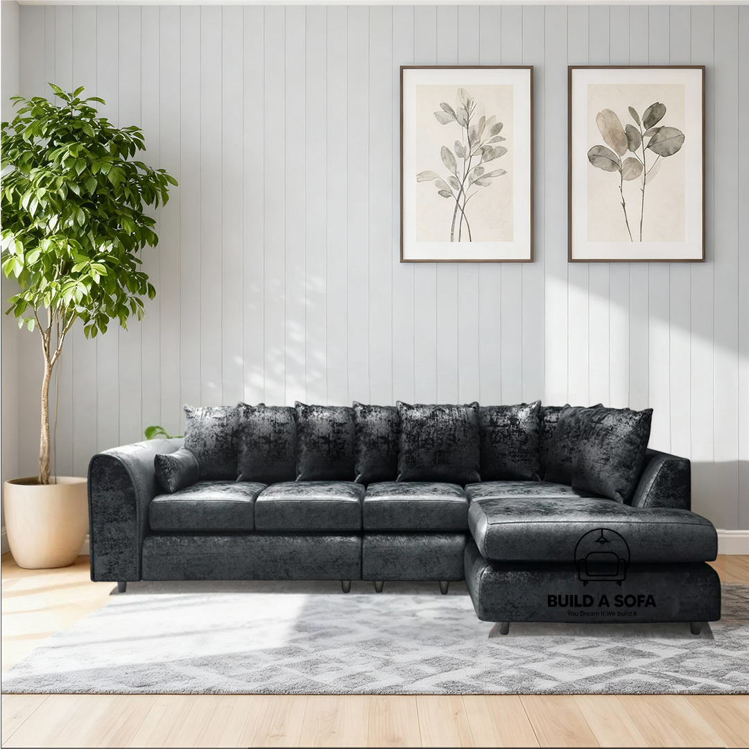 Crushed Velvet Scatter Back XL L Shape Sofa