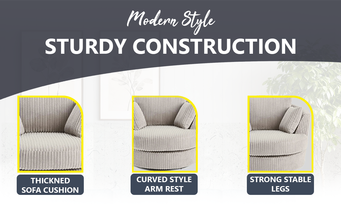 Jumbo Cord Fabric Swivel Chair extra image 3