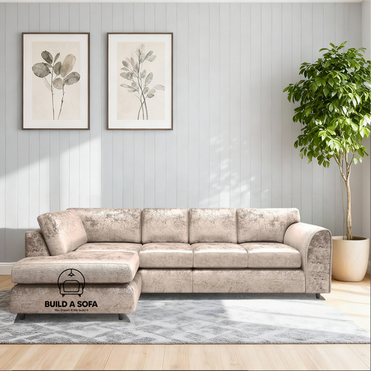 Crushed Velvet Full Back XL L Shape Sofa