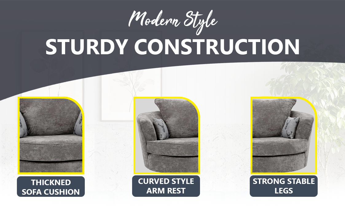 Verona Grey Swivel Chair – Classic Design extra image 3