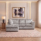 Crushed Velvet Full Back L Shape Sofa