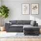 Plush Velvet Full Back L Shape Sofa