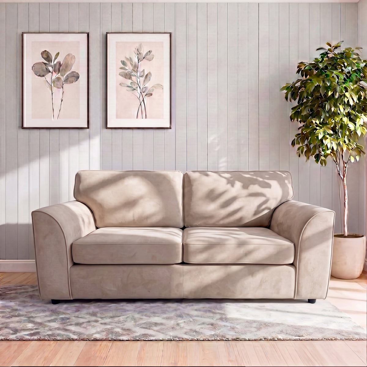 Plush Fabric Full Back Sofa Set
