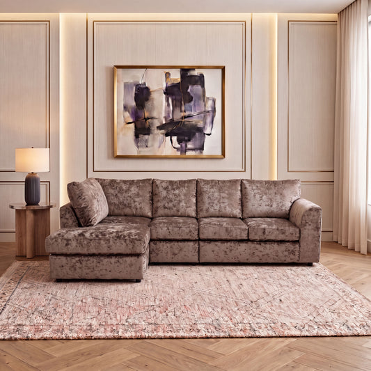 Crushed Velvet Full Back XL L Shape Sofa