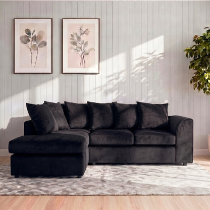 Plush Velvet Scatter Back L Shape Sofa