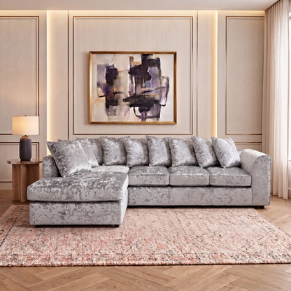 Crushed Velvet Scatter Back XL L Shape Sofa
