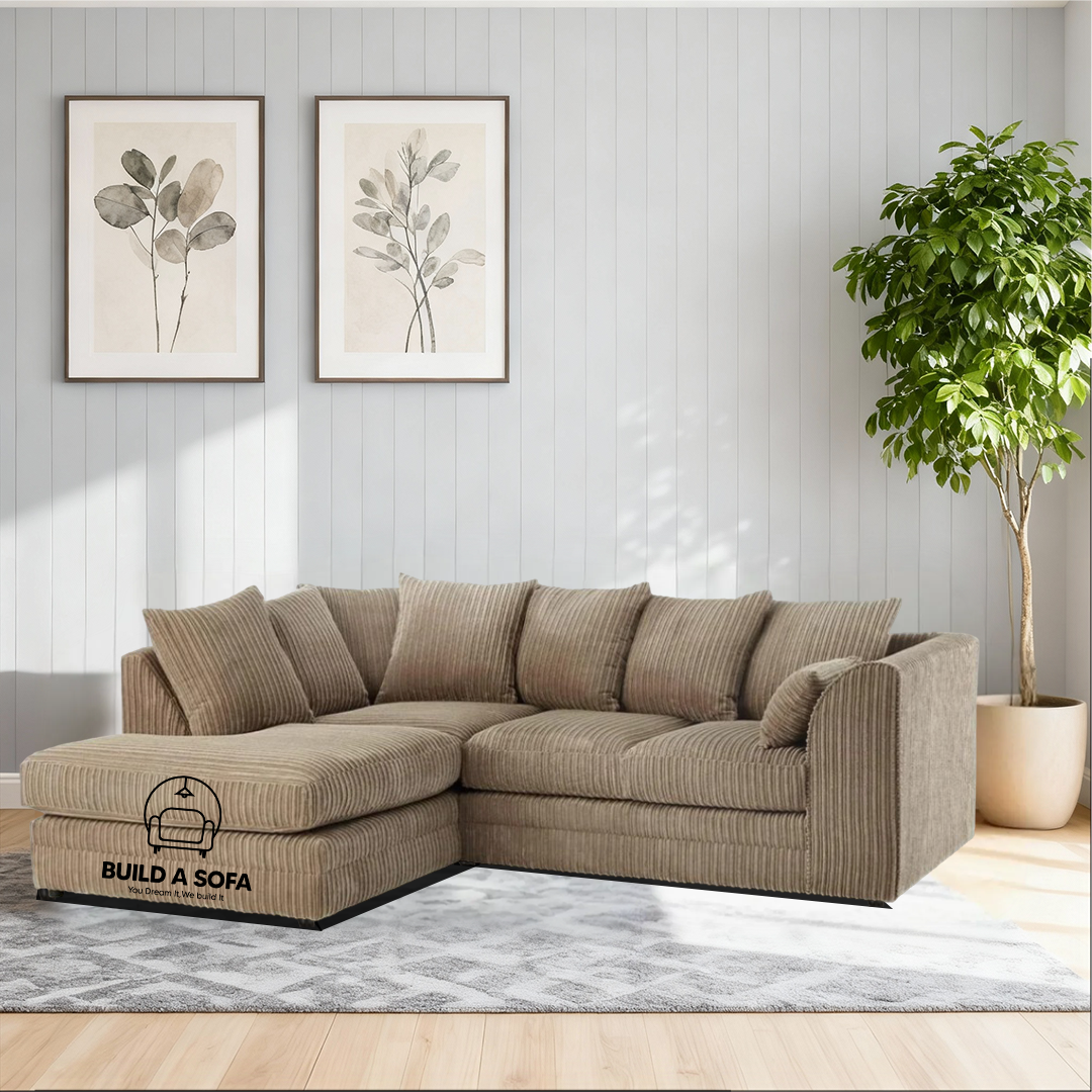 Jumbo Cord Fabric Corner Scatter Back Sofa