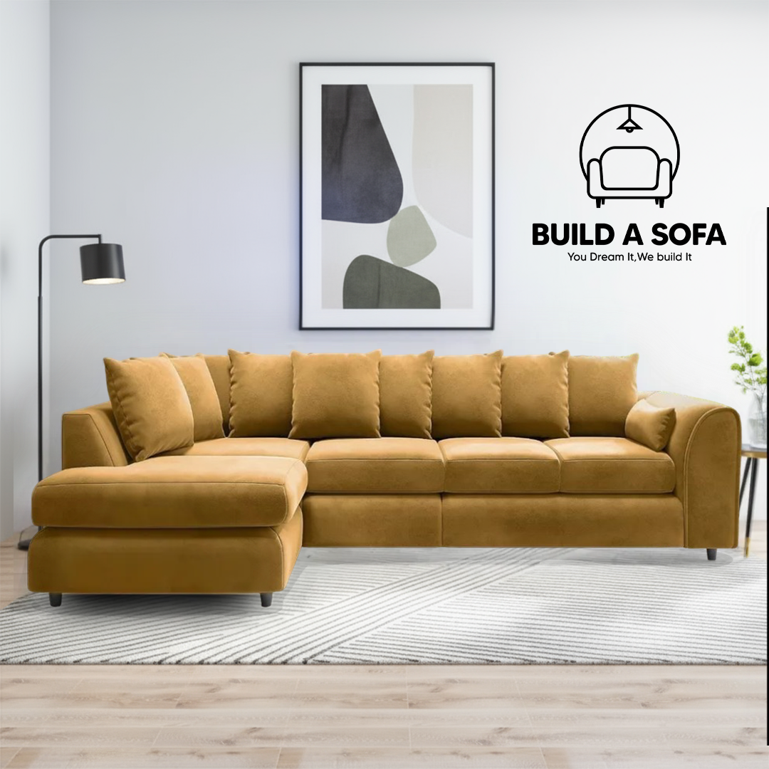 Plush Velvet Scatter Back XL L Shape Sofa