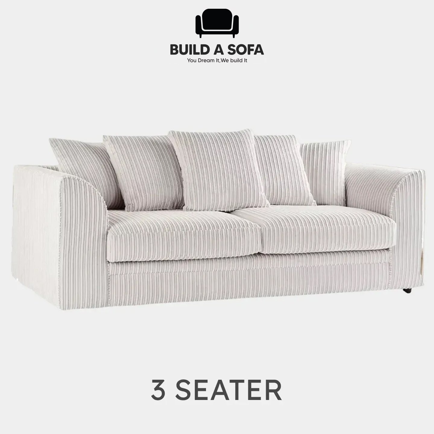 Luxury Jumbo Cord Fabric Scatter Back Sofa Set
