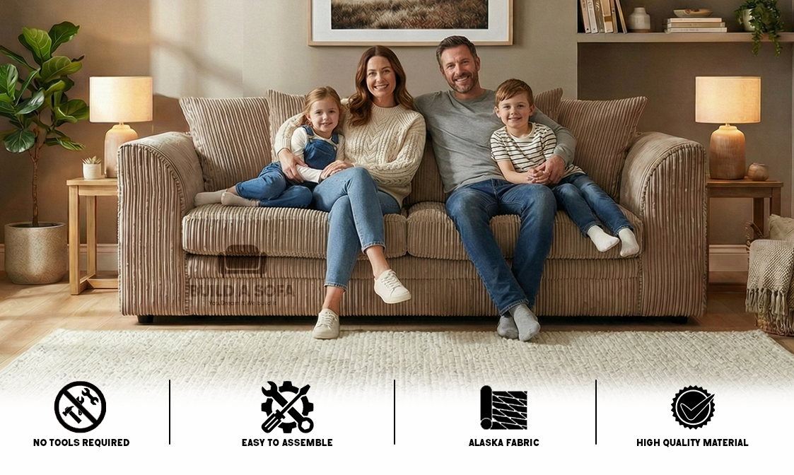 Luxury Jumbo Cord Fabric Scatter Back Sofa Set extra image 4