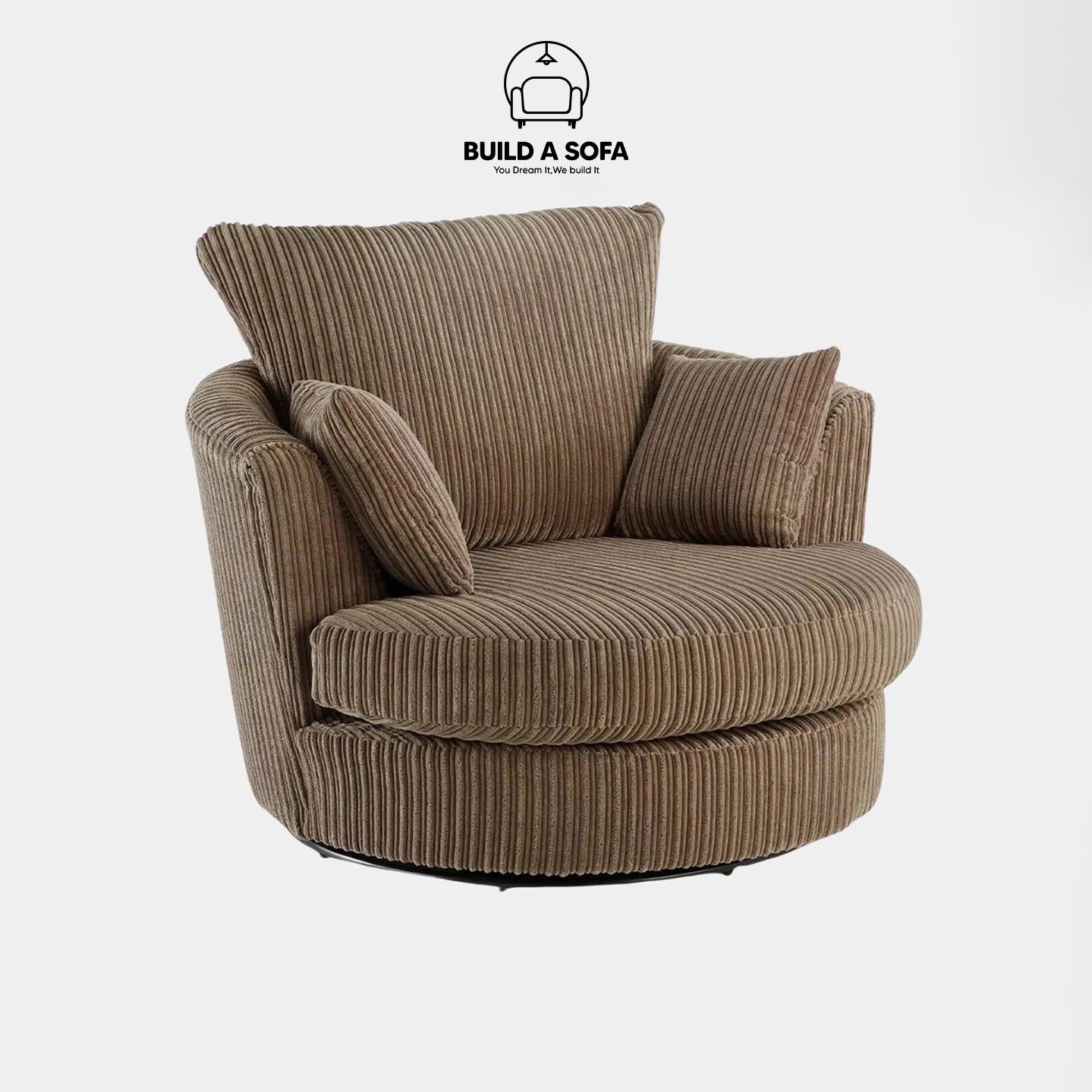 Jumbo Cord Fabric Swivel Chair