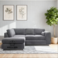 Plush Velvet Full Back L Shape Sofa