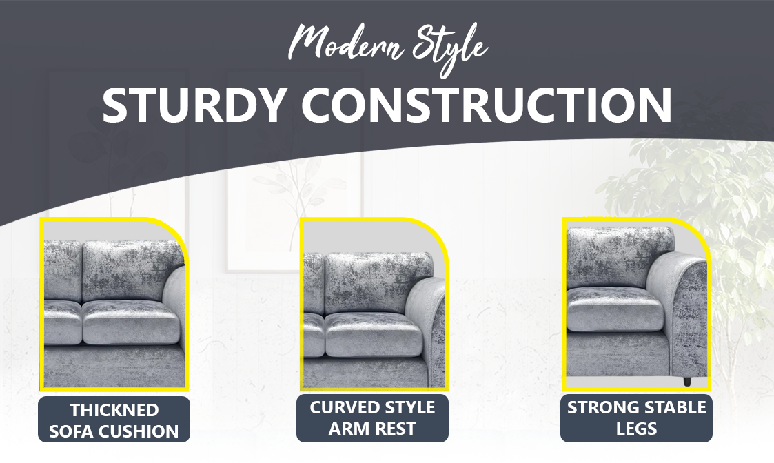 Crushed Velvet Full Back Sofa Set extra image 4