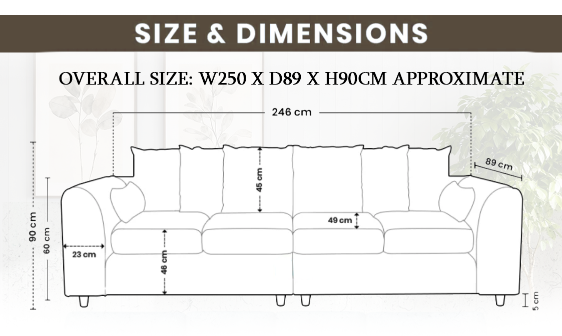 Jumbo Cord Fabric 4 Seater Scatter Back Sofa extra image 4