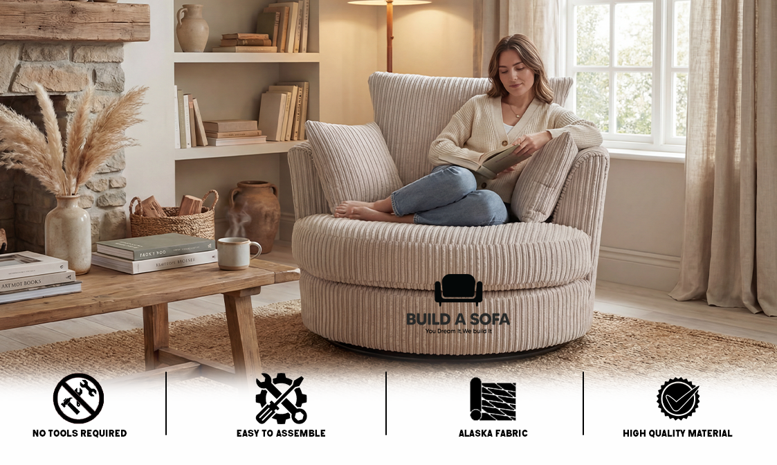 Jumbo Cord Fabric Swivel Chair extra image 4