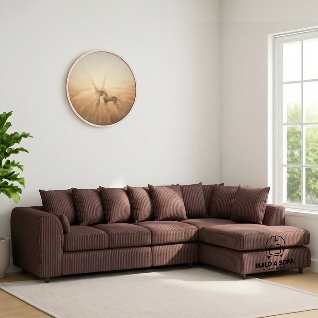 XL Jumbo Cord Fabric L Shape Scatter Back Sofa