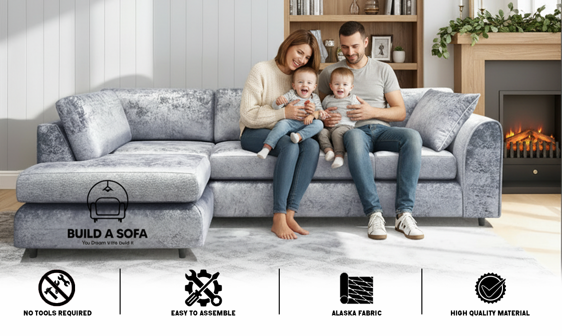 Crushed Velvet Full Back XL L Shape Sofa extra image 5