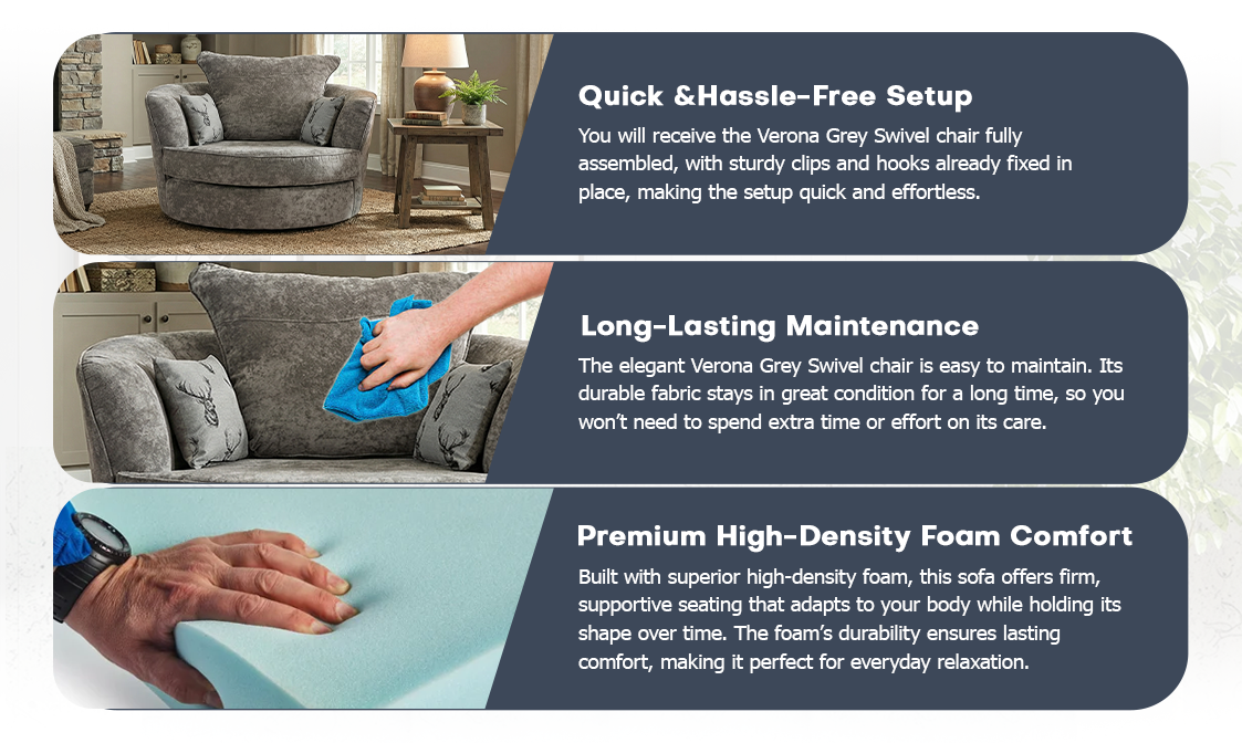 Verona Grey Swivel Chair – Classic Design extra image 5