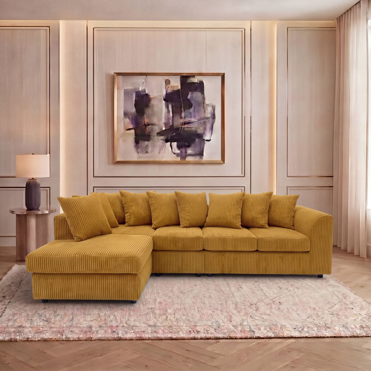 XL Jumbo Cord Fabric L Shape Scatter Back Sofa