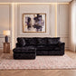 Crushed Velvet Full Back L Shape Sofa