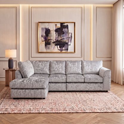 Crushed Velvet Full Back XL L Shape Sofa