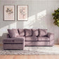 Plush Velvet Scatter Back L Shape Sofa