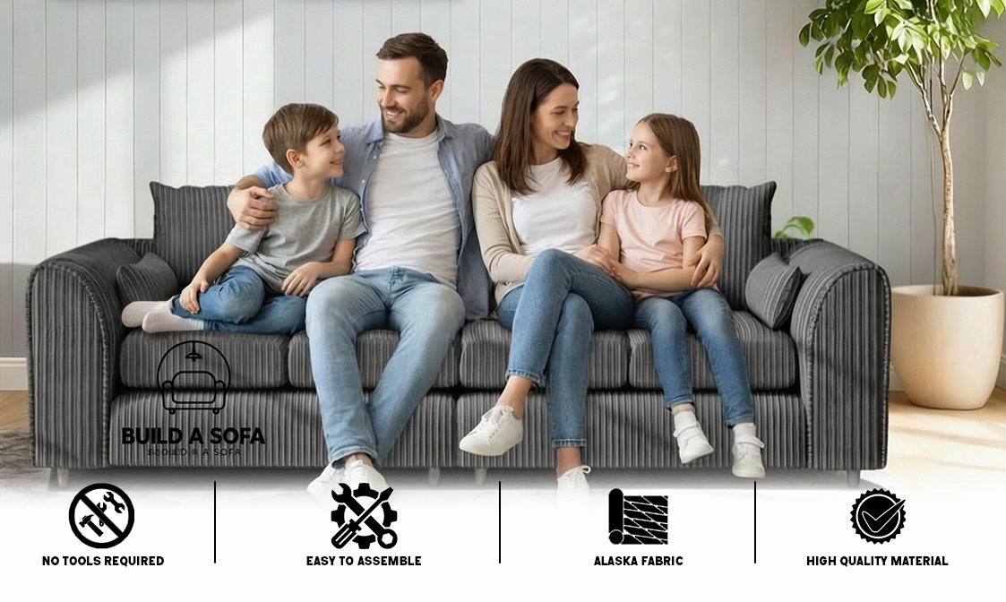 Jumbo Cord Fabric 4 Seater Scatter Back Sofa extra image 5