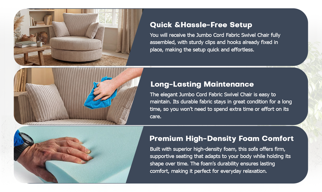 Jumbo Cord Fabric Swivel Chair extra image 5