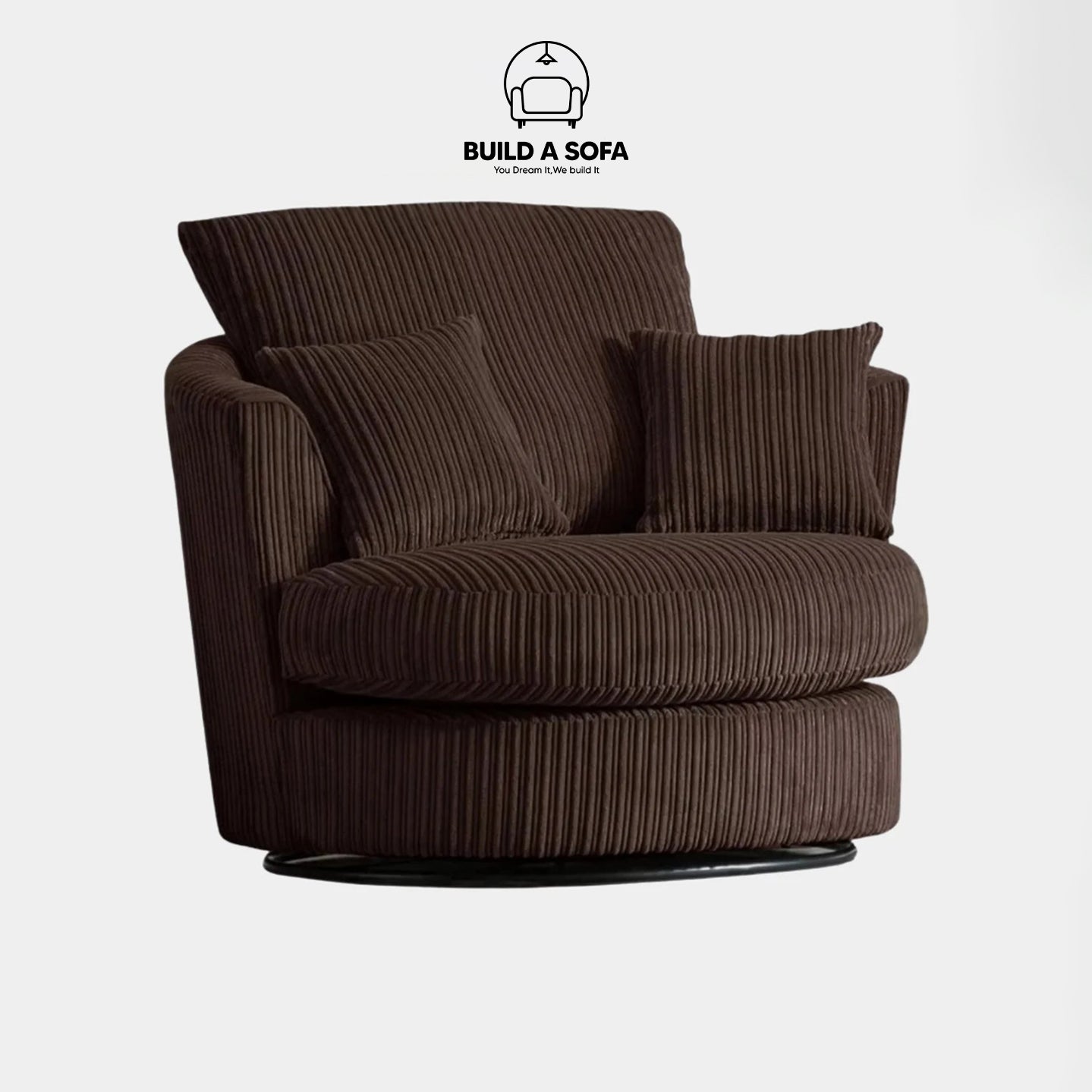 Jumbo Cord Fabric Swivel Chair